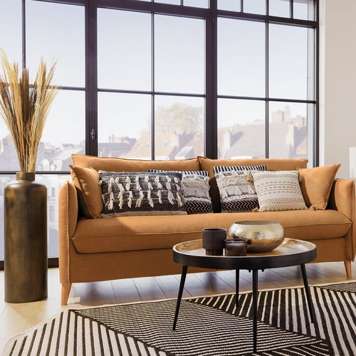 Stolik kawowy okrągły Siwan 70 cm drewno mango i metal czarny loftowy do salonu Atmosphera