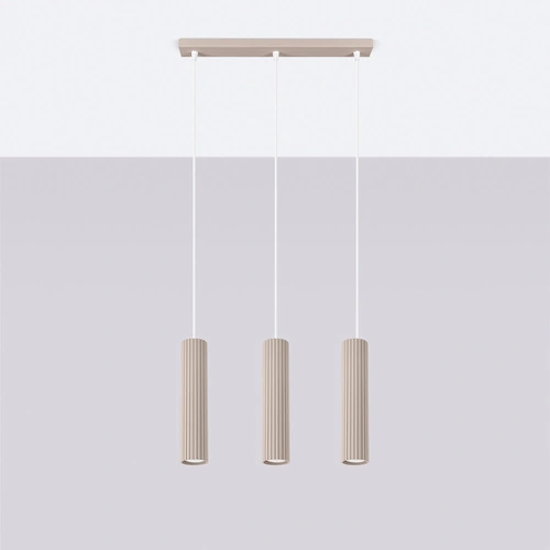 Lampa wisząca KARBON 3-punktowa beżowa nowoczesna do kuchni i nad wyspę