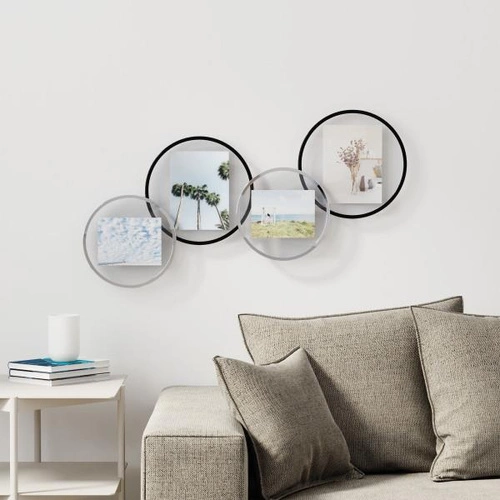 Ramka na zdjęcia 10x15 Infinity Umbra czarna okrągła stojąca dekoracyjna skandynawska