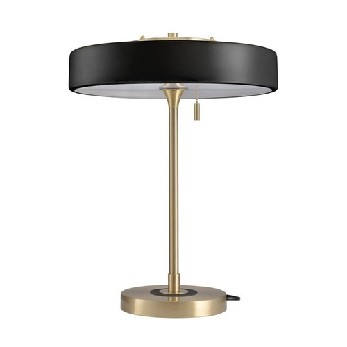 Lampka nocna ARTDECO czarno-złota glamour do sypialni i salonu ze szklanym kloszem 35 cm