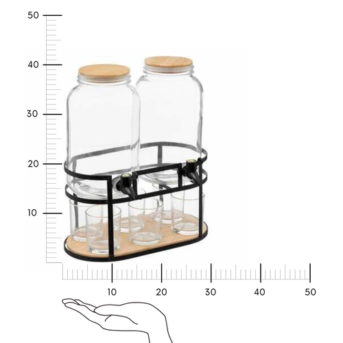 5five simply smart zestaw szklanych słojów do napojów z kranikiem 3,3 l na stojaku na lemoniadę