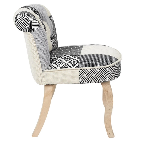 Krzesło do jadalni Eleonora Intesi tapicerowane patchwork szare skandynawskie z drewnianymi nogami