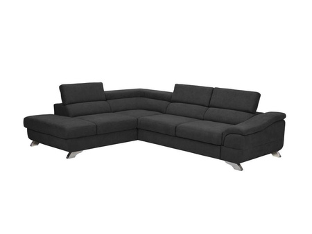 Narożnik z funkcją spania Apollon Dark Grey Structured Fabric lewostronny