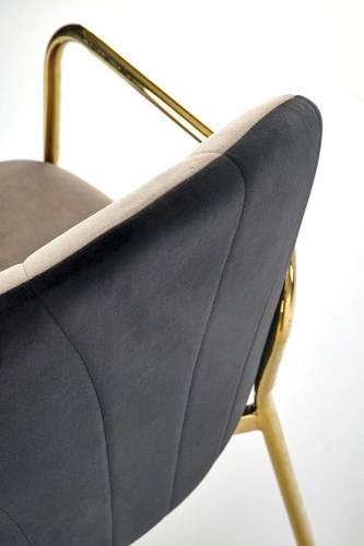 Krzesło tapicerowane welurowe Rebbeca Intesi beżowe z podłokietnikami glamour do jadalni