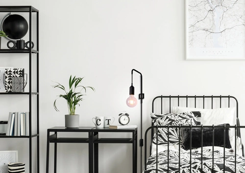 Kinkiet ścienny Laren czarny metalowy nowoczesny do sypialni salonu i pokoju młodzieżowego