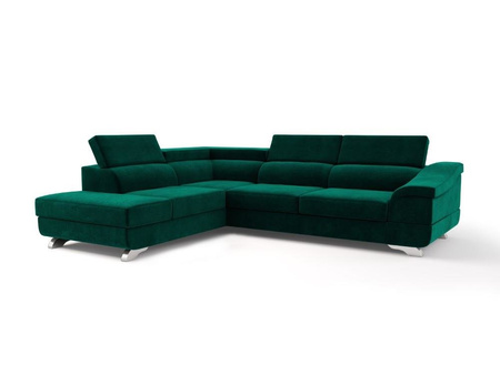 Narożnik z funkcją spania Apollon Bottle Green Velvet lewostronny