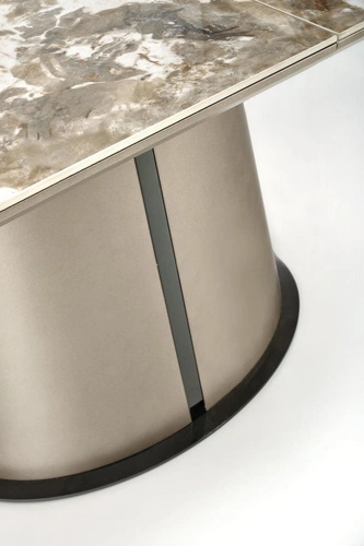 Stół rozkładany do jadalni Bonnel nowoczesny beżowy marmur owalny 160-200 cm Intesi