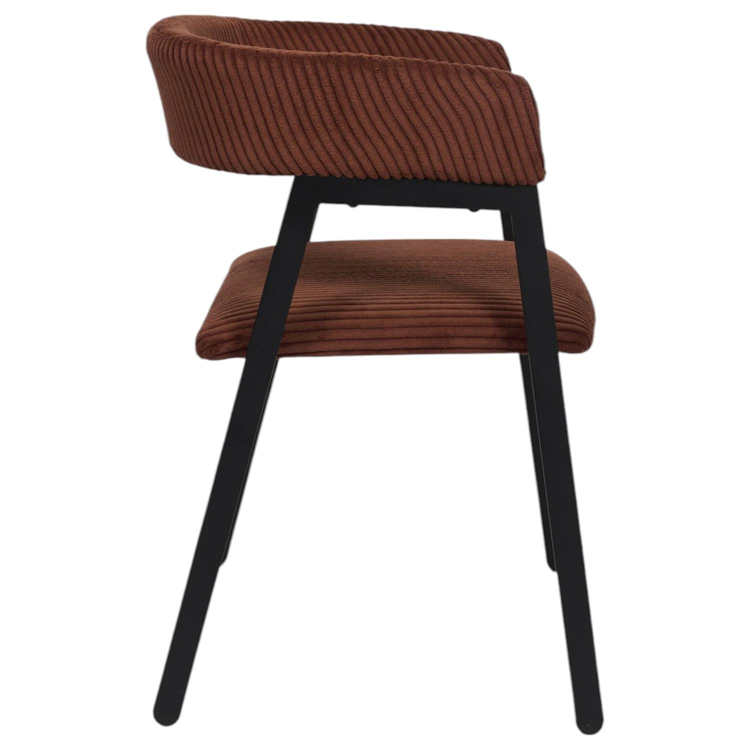 Krzesło tapicerowane Scott Intesi do jadalni i salonu sztruks terakota z podłokietnikami loft