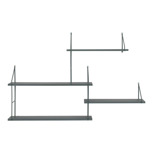 Półka ścienna Harlem zielona metalowo-drewniana na książki i dekoracje do salonu 99 cm