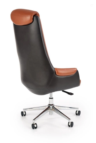 Fotel biurowy ergonomiczny Cavallo brązowy skórzany obrotowy z podłokietnikami do gabinetu