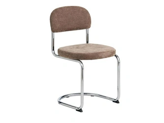 Krzesło tapicerowane Griffin do jadalni na płozach taupe chrom
