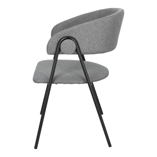 Krzesło tapicerowane Larisa szare z podłokietnikami loftowe do jadalni i kuchni Intesi