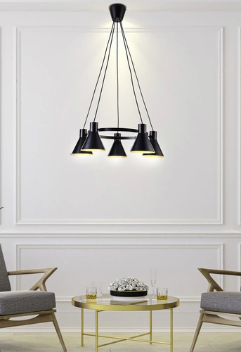 Lampa wisząca More czarna 5-punktowa nowoczesna do salonu kuchni nad stół 65 cm