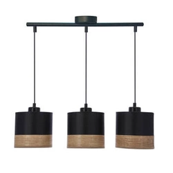 Lampa wisząca Porto czarny 3x60W E27  abażur czarny+brązowy