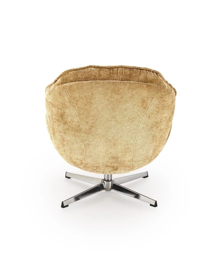 Fotel wypoczynkowy Offred musztardowy do salonu nowoczesny z podnóżkiem tkanina Intesi