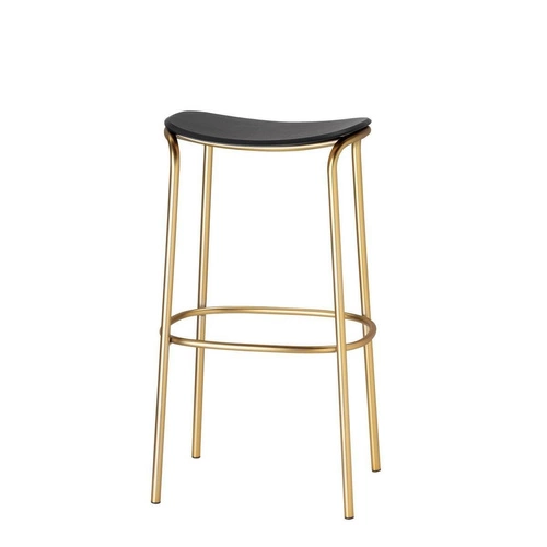 Hoker bez oparcia TRICK wood 65 cm czarno-złoty nowoczesny do kuchni i jadalni SCAB Design