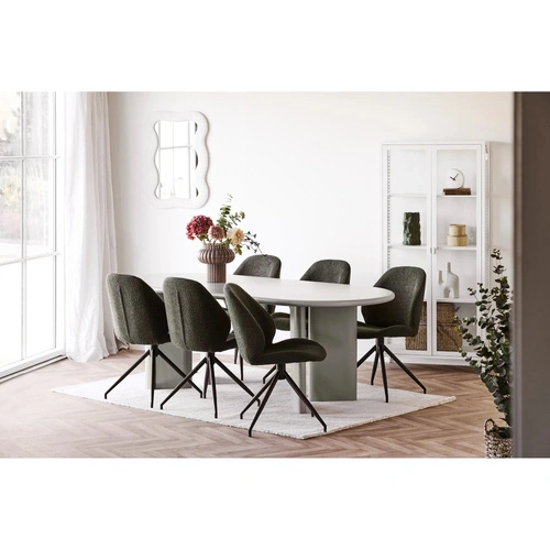 Stół Nagano beżowy owalny do jadalni 100x220 cm nowoczesny