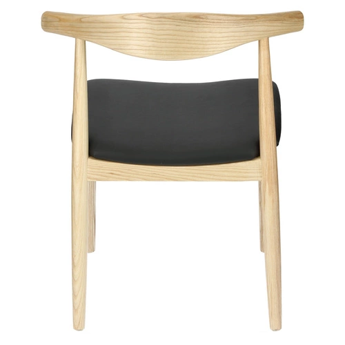 Krzesło drewniane Codo inspirowane Elbow Chair do jadalni naturalne z ekoskóry D2.DESIGN