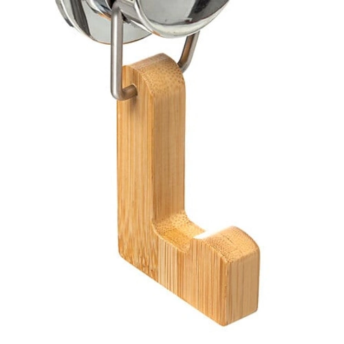 Haczyk ścienny łazienkowy Venterra bambusowy z metalem na przyssawkę boho 5five