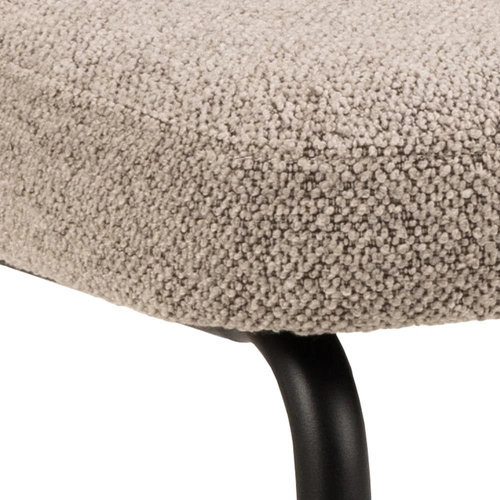 Krzesło tapicerowane Patricia beżowe ciemne do jadalni nowoczesne na czarnych metalowych nogach