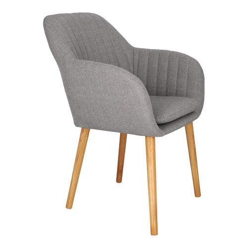 Krzesło tapicerowane Emilia szare z podłokietnikami do jadalni i salonu skandynawskie Actona