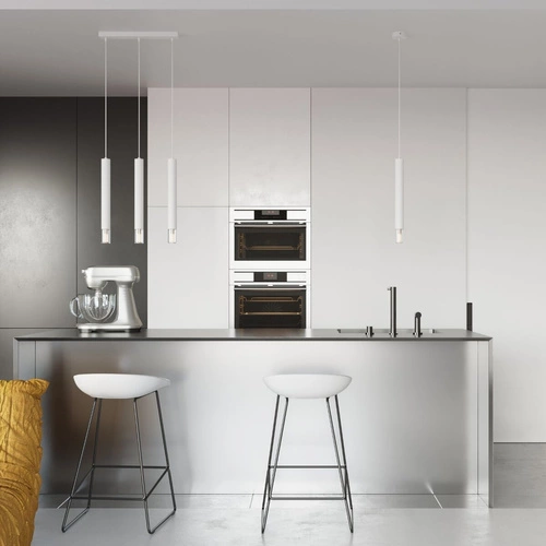 Lampa wisząca Wezyr 2 biała nowoczesna szklana do salonu kuchni lub nad wyspę