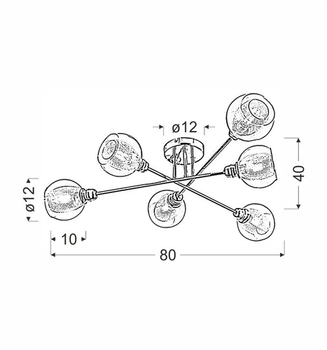 Lampa sufitowa Dixy chrom regulowana szklana 6-punktowa do salonu i jadalni 80 cm