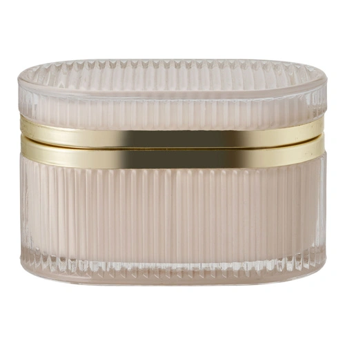 House Nordic szklane pudełko ozdobne Love beżowo‑złote dekoracyjne