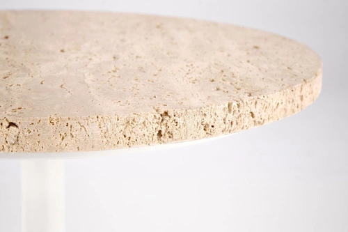 Stolik kawowy Epkos okrągły trawertynowy biały nowoczesny mały do salonu 40 cm