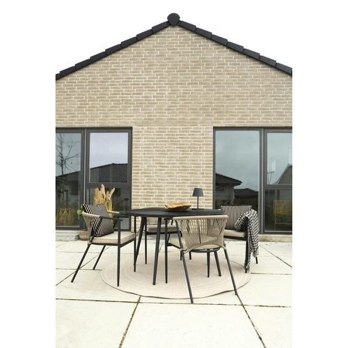 Stół okrągły ogrodowy Atlanta 120 cm czarny nowoczesny do tarasu i ogrodu Intesi