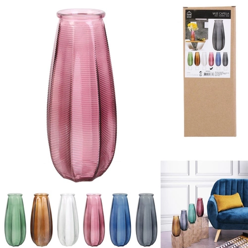 Szklany wazon na kwiaty Capella nowoczesny transparentny do salonu 27,8 cm Intesi