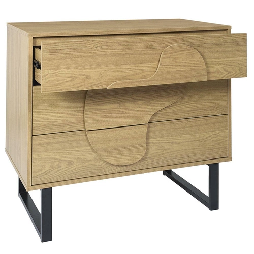 Komoda Calypso nowoczesna z 3 szufladami dąb artisan i czarna do sypialni 120 cm