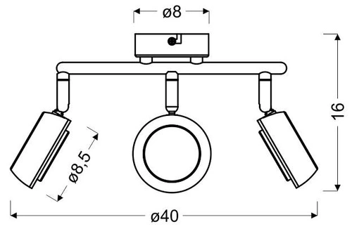 Lampa sufitowa LED Mild szara regulowana 3-punktowa do salonu i sypialni 40 cm