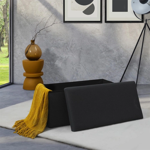 Pufa ze schowkiem Velse Atom szara składana prostokątna do przedpokoju i pokoju młodzieżowego