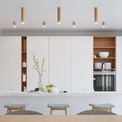 Plafon sufitowy drewniany Zeke 10 dąb nowoczesny do salonu kuchni lub sypialni Sollux