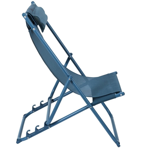 Leżak ogrodowy Canard składany z regulacją oparcia niebieski nowoczesny na taras Ventos
