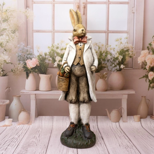 Intesi Figurka wielkanocna zając we fraku 80 cm dekoracja świąteczna na komodę lub do salonu
