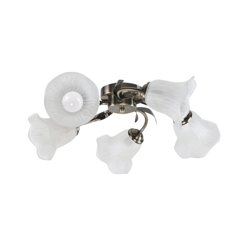 Lampa sufitowa Antiqa patynowy 5x40 E27 klosz biały