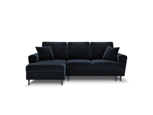 Narożnik z funkcją spania Moghan Dark Blue Velvet Lewostronna kolor nóg czarny