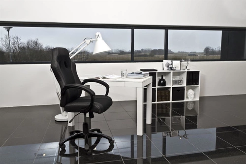 Fotel gamingowy Race czarny ergonomiczny z zagłówkiem obrotowy eko skóra do biurka