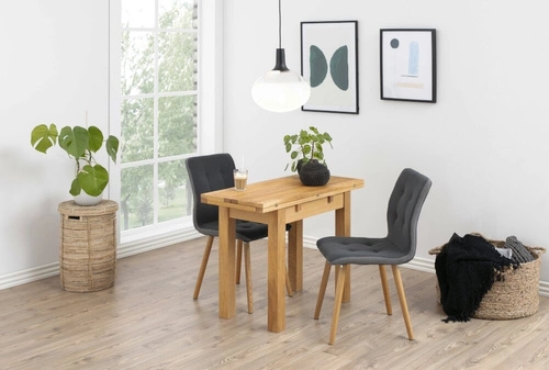 Stół rozkładany Kenley fornir dębowy naturalny do jadalni i salonu styl skandynawski 100x90 cm