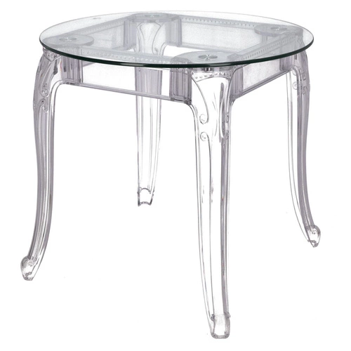 Stół okrągły szklany Ghost 80 cm transparentny glamour do jadalni i salonu Intesi