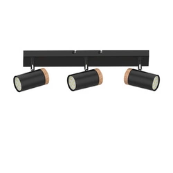 Lampa Lagos czarny 3x15W GU10 klosz czarny+drewniany