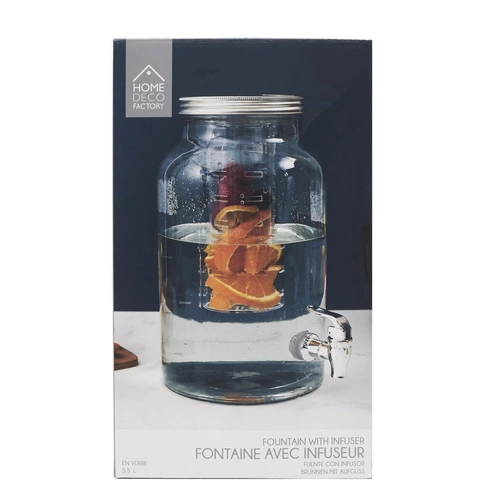 Szklany dystrybutor do wody z filtrem i kranikiem Intesi 5,5l nowoczesny na lemoniadę