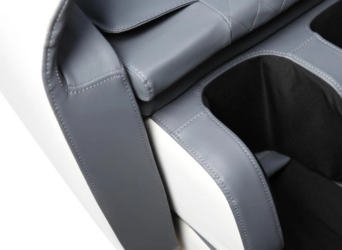 Fotel masujący rozkładany Taya kremowy ekoskóra z podgrzewaniem i podnóżkiem do salonu