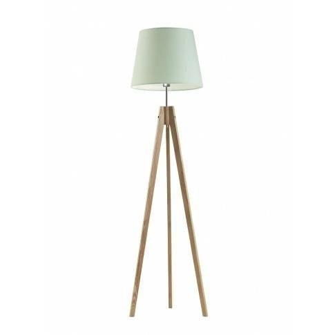Lampa podłogowa ARUBA abażur miętowy stelaż dębowy