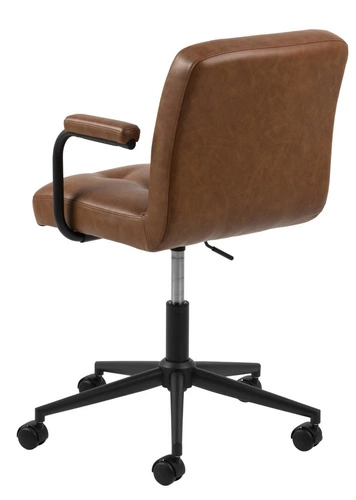 Fotel biurowy ergonomiczny Cosmo Arm Actona brązowy skórzany obrotowy z podłokietnikami retro