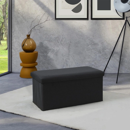 Pufa ze schowkiem Velse Atom szara składana prostokątna do przedpokoju i pokoju młodzieżowego