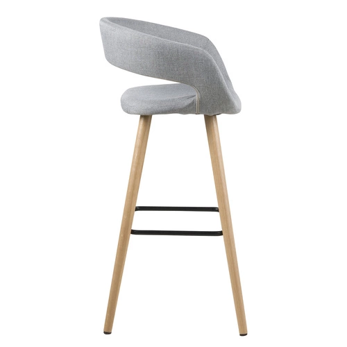 Hoker Grace Actona tapicerowany szary jasny 65 cm z podłokietnikami do wyspy kuchennej