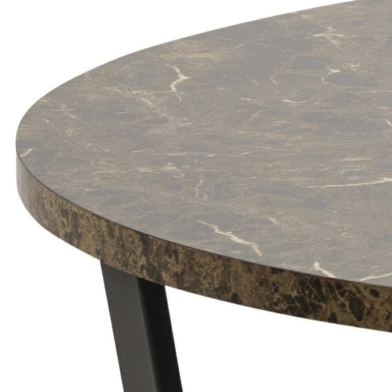 Stół okrągły do jadalni Amble glamour brązowy z czarną metalową podstawą 110 cm Actona